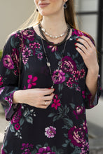Sakeena Sheen Black & Magenta Floral Printed Poly Raw Silk 2pc Kaftan – SHH6