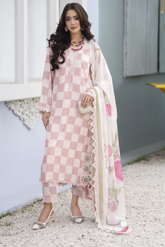 3pc Printed & Embroidered Summer Lawn Suit with Chiffon Dupatta RES5