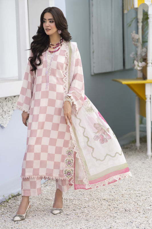 3pc Printed & Embroidered Summer Lawn Suit with Chiffon Dupatta RES5