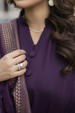 Purple Dhanak Long Dress with Multani Winter Shawl by Gul Warun GSR5