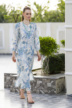 Sakeena Sheen Ivory & Blue Floral Printed Poly Raw Silk 2pc Kaftan – SHH2