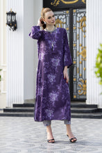 Sakeena Sheen Purple Floral Printed Poly Raw Silk 2pc Kaftan – SHH3