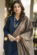 Teal Blue Dhanak Long Dress with Multani Winter Shawl by Gul Warun GSR9