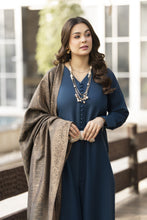 Teal Blue Dhanak Long Dress with Multani Winter Shawl by Gul Warun GSR9