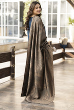 Teal Blue Dhanak Long Dress with Multani Winter Shawl by Gul Warun GSR9