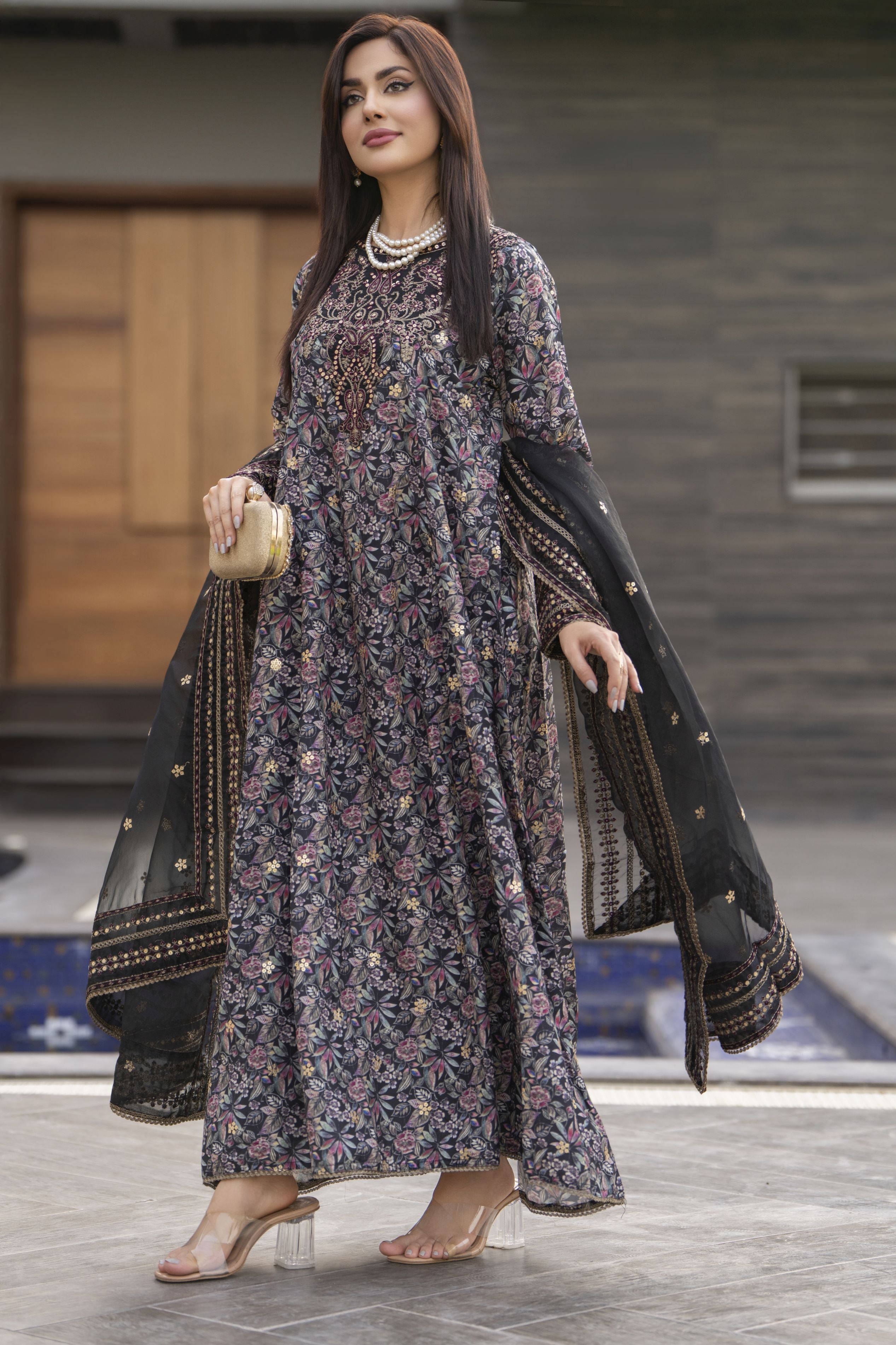 Mohagni 3pc Ready to Wear Silk Lawn Frock 2025 Collection Muse15