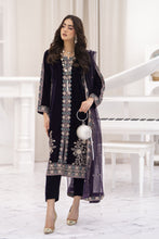Makhmal by Gul Warun Deep Purple 3pc Velvet Embroidered Suit MBG9