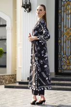Sakeena Sheen Black & White Botanical Printed Poly Raw Silk 2pc Kaftan – SHH9