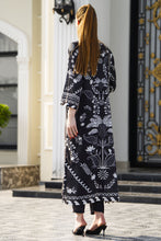 Sakeena Sheen Black & White Botanical Printed Poly Raw Silk 2pc Kaftan – SHH9
