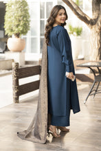 Teal Blue Dhanak Long Dress with Multani Winter Shawl by Gul Warun GSR9