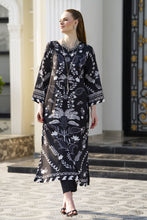 Sakeena Sheen Black & White Botanical Printed Poly Raw Silk 2pc Kaftan – SHH9