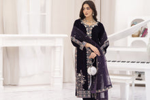 Makhmal by Gul Warun Deep Purple 3pc Velvet Embroidered Suit MBG9