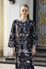 Sakeena Sheen Black & White Botanical Printed Poly Raw Silk 2pc Kaftan – SHH9