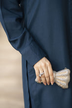 Teal Blue Dhanak Long Dress with Multani Winter Shawl by Gul Warun GSR9