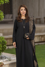 Aleezay 3pc Black Linen Suit with Gold Jacquard Dupatta – JAL9