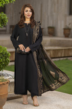 Aleezay 3pc Black Linen Suit with Gold Jacquard Dupatta – JAL9