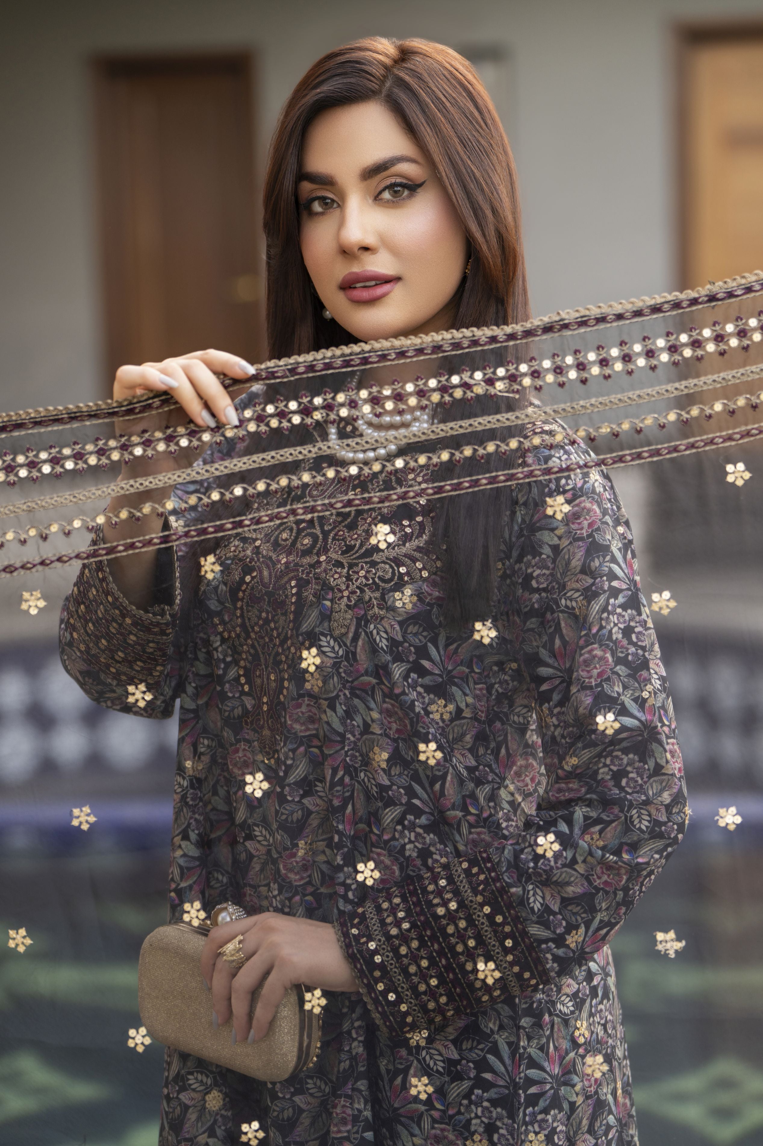 Mohagni 3pc Ready to Wear Silk Lawn Frock 2025 Collection Muse15
