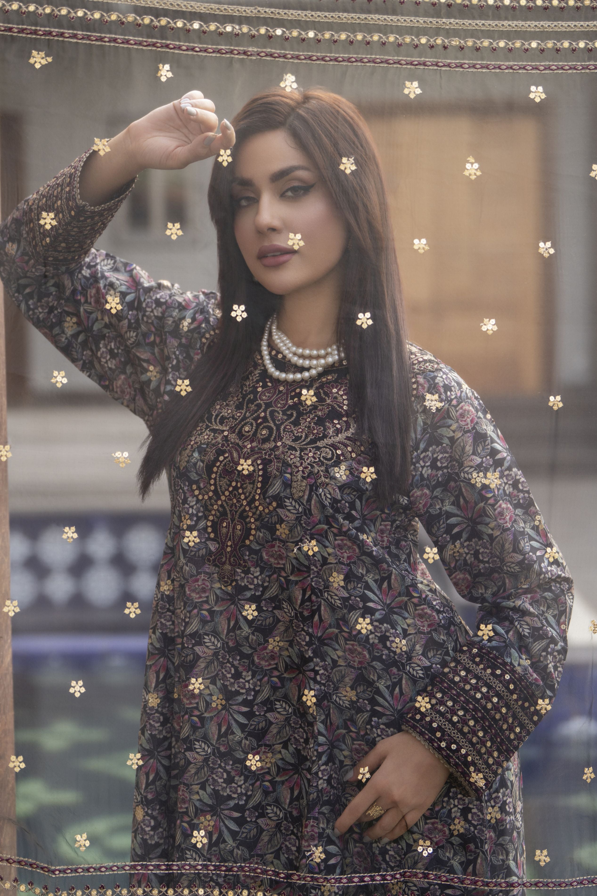 Mohagni 3pc Ready to Wear Silk Lawn Frock 2025 Collection Muse15