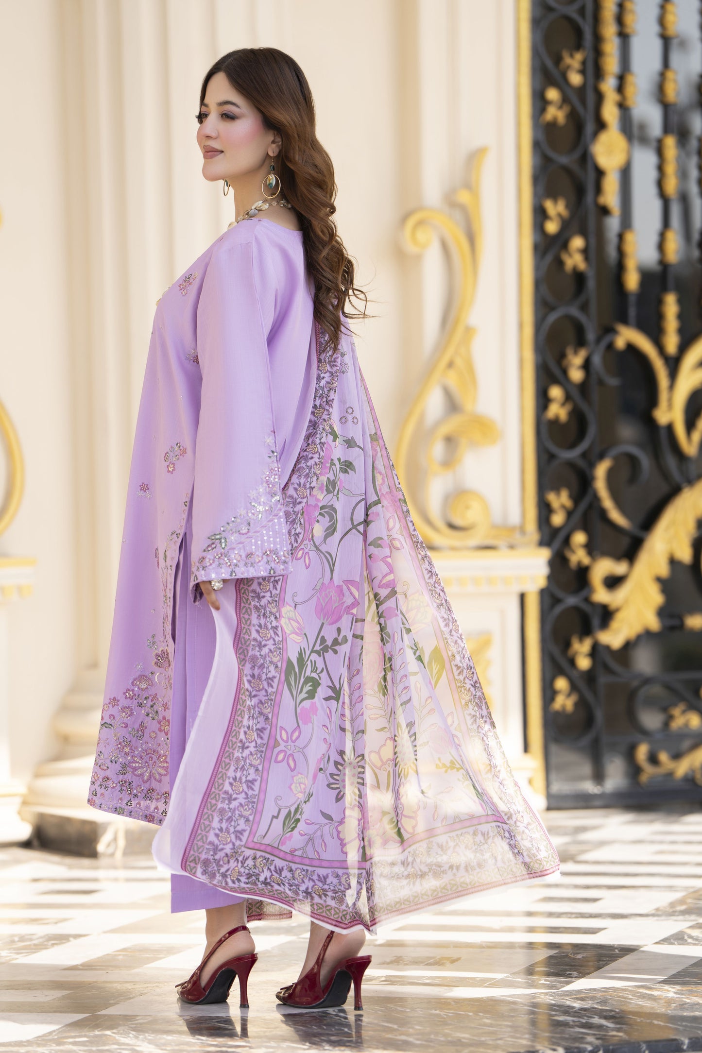 Khushi by Silver Lavender 3pc Embroidered Cotton Ready to Wear Suit KBS1