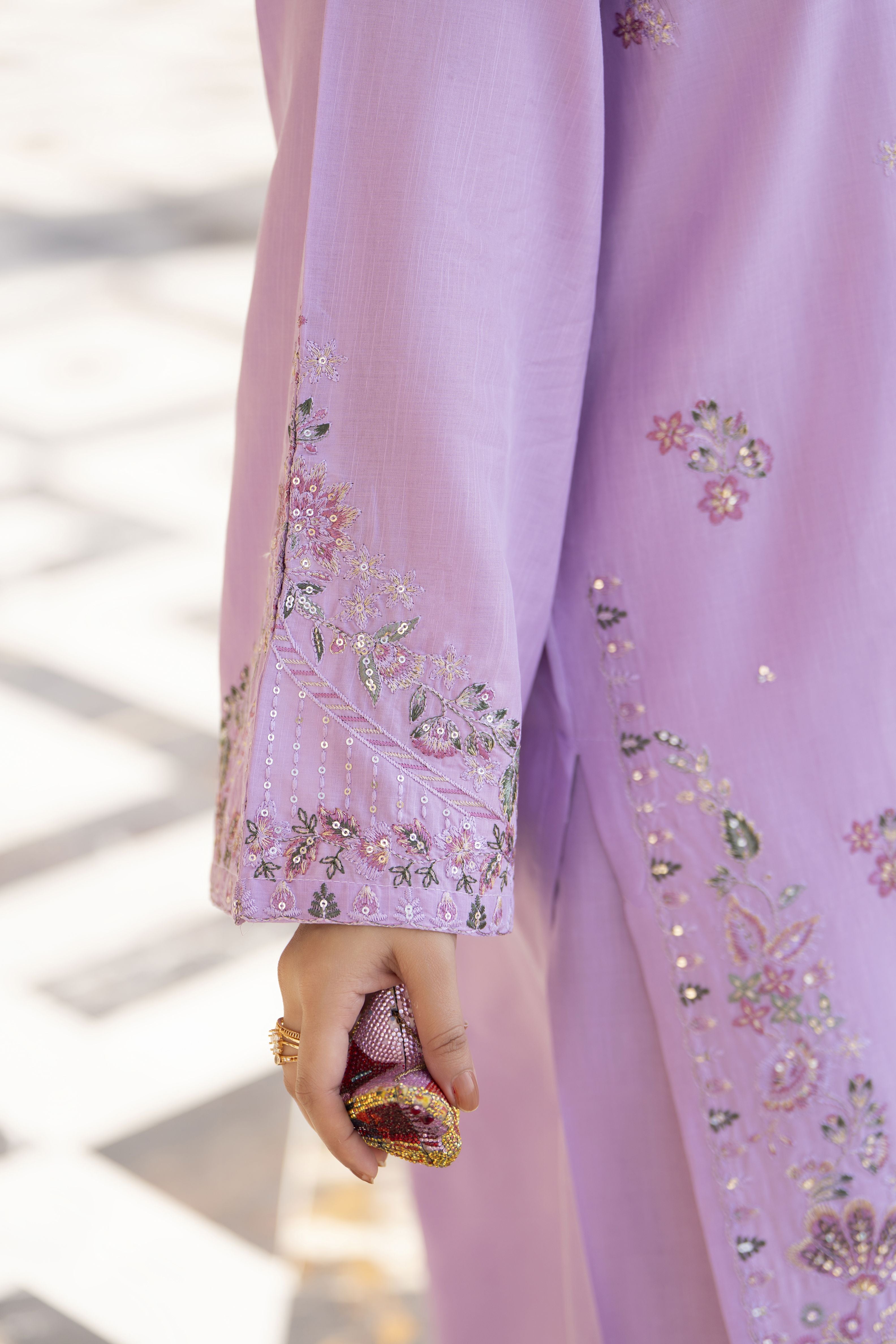 Khushi by Silver Lavender 3pc Embroidered Cotton Ready to Wear Suit KBS1