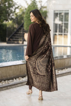 Chocolate Brown Dhanak Dress with Multani Winter Shawl by Gul Warun GSR7