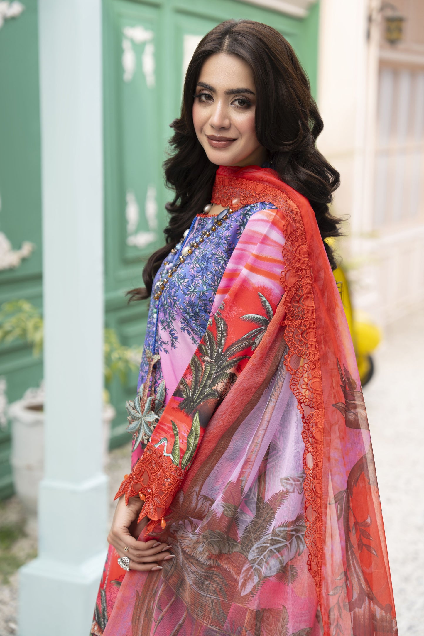 3pc Printed Summer Lawn Suit with Chiffon Dupatta by Silver RES3