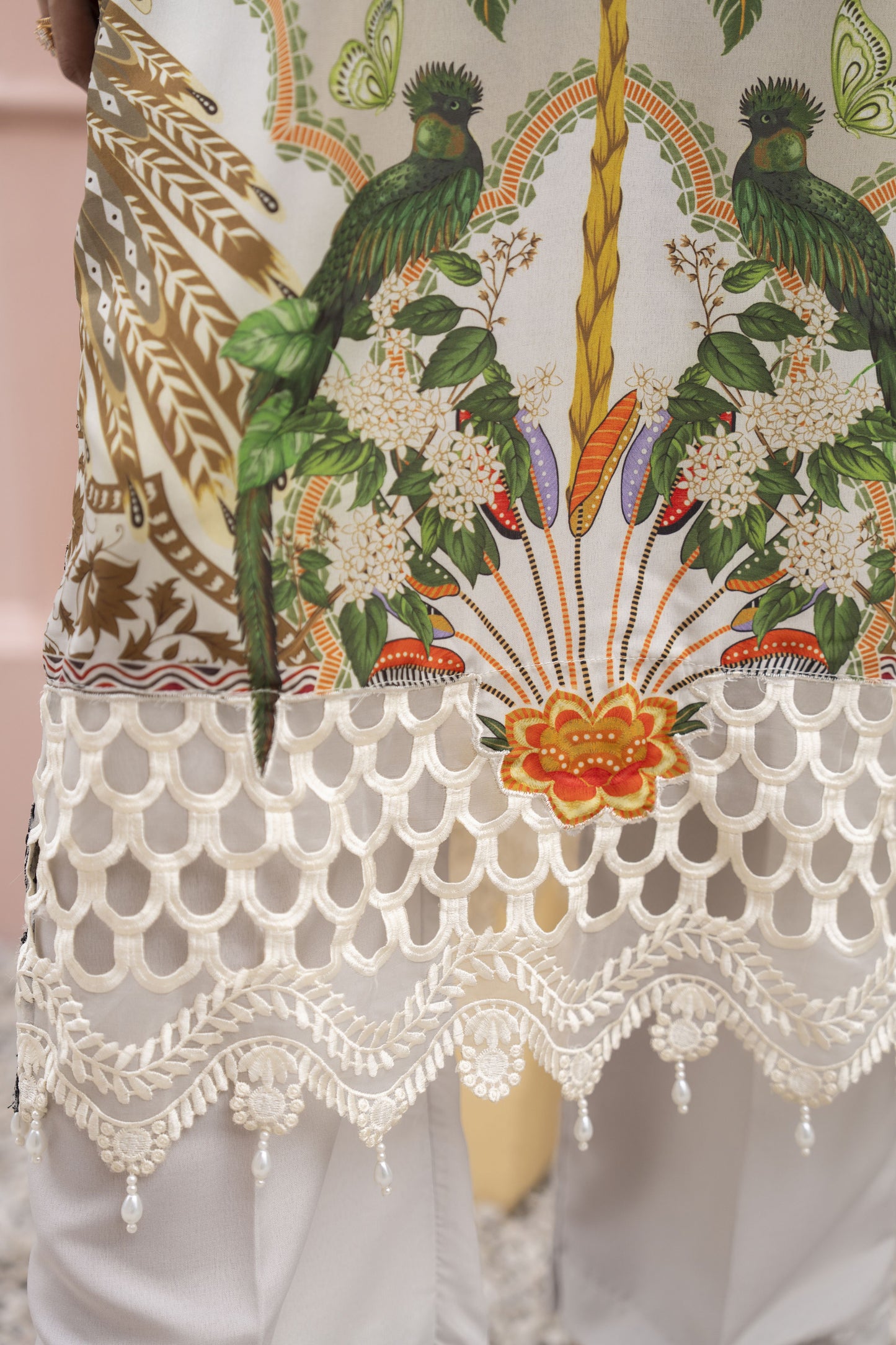 3pc Printed & Embroidered Lawn Suit with Chiffon Dupatta RES2