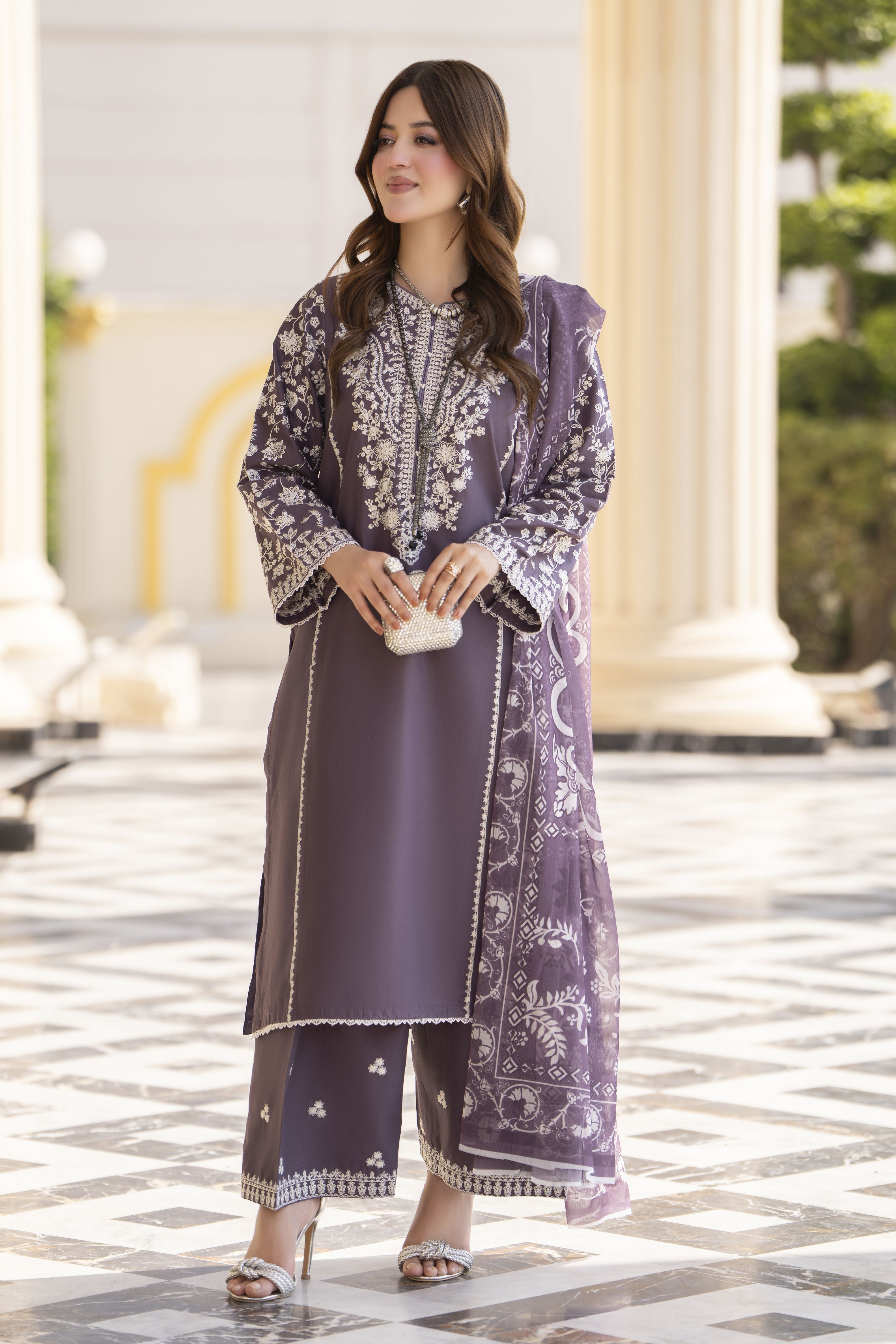 Khushi by Silver Plum 3pc Embroidered Cotton Ready to Wear Suit KBS2