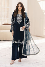 Makhmal by Gul Warun Navy Blue 3pc Velvet Embroidered Suit MBG3