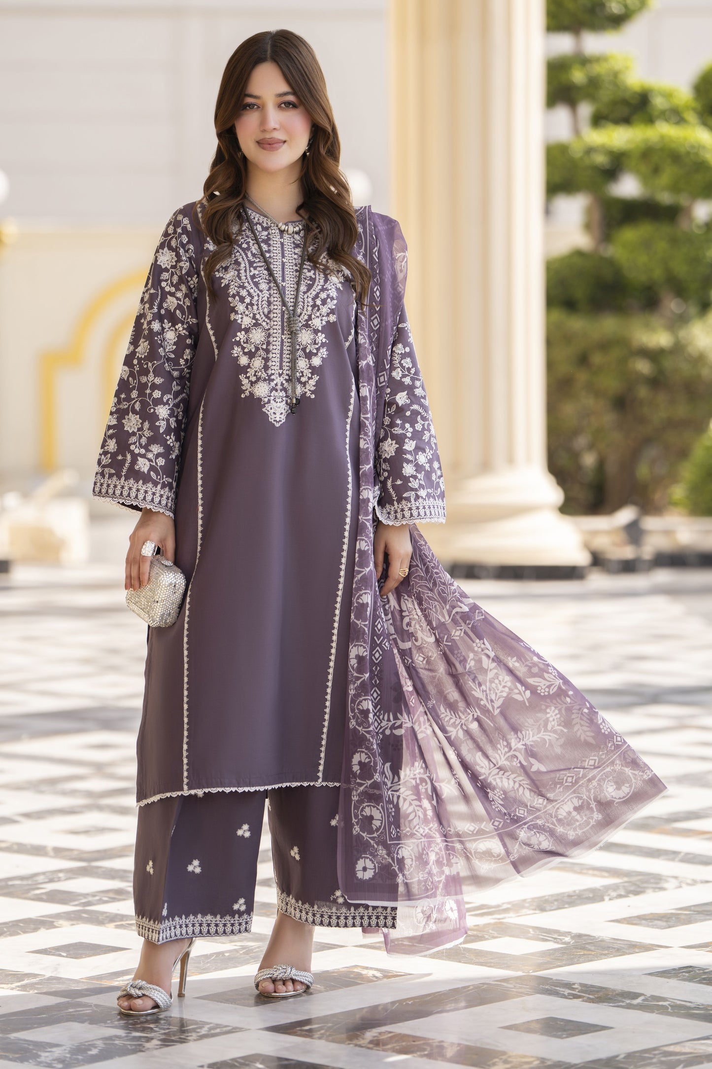 Khushi by Silver Plum 3pc Embroidered Cotton Ready to Wear Suit KBS2
