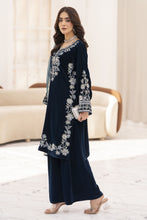 Makhmal by Gul Warun Navy Blue 3pc Velvet Embroidered Suit MBG3