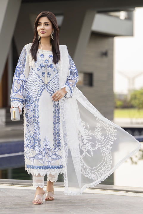 Raabtaa – A Silver Affair | Blue & White Chikankari Lawn Womenswear SRS01