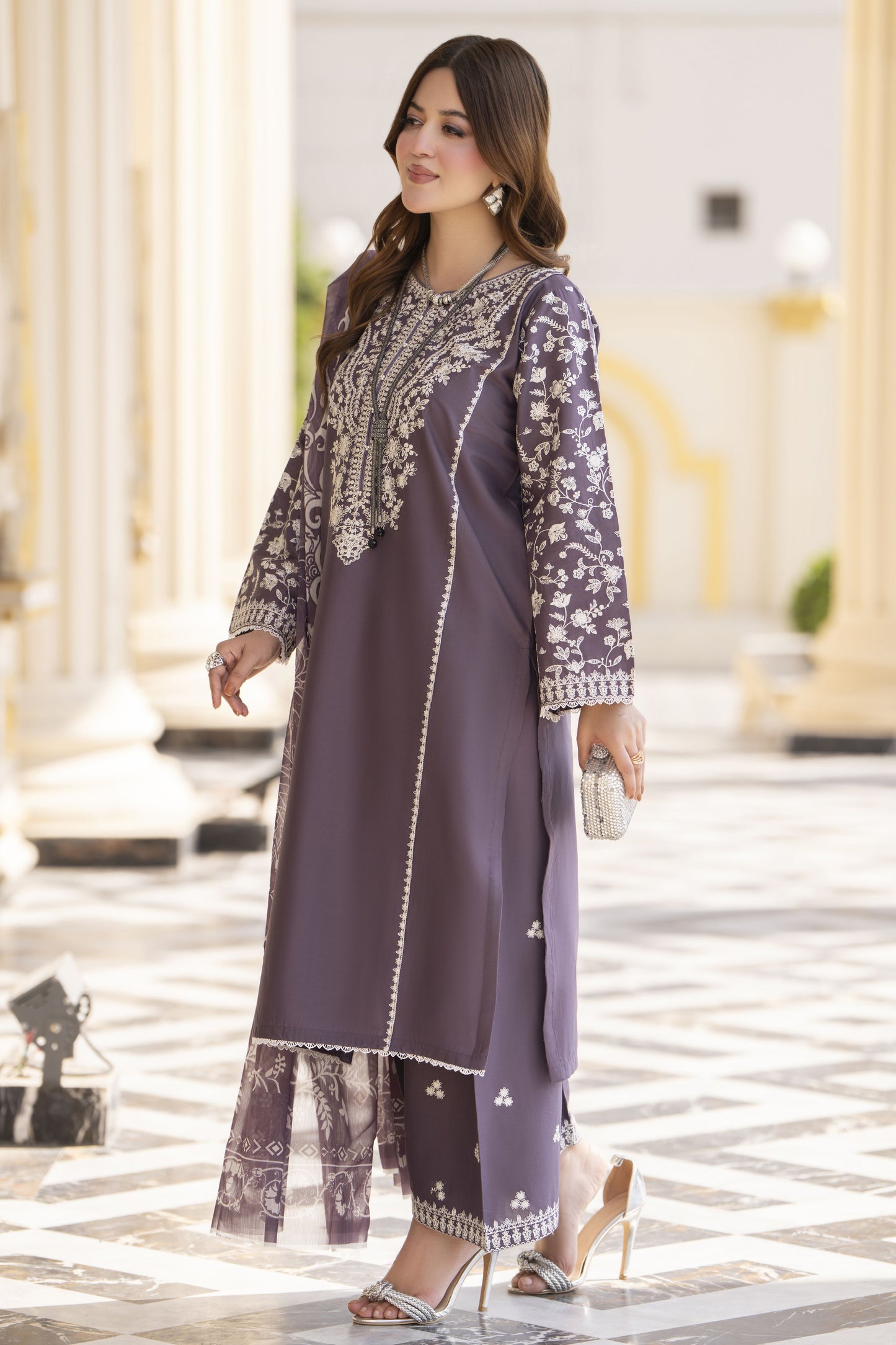 Khushi by Silver Plum 3pc Embroidered Cotton Ready to Wear Suit KBS2