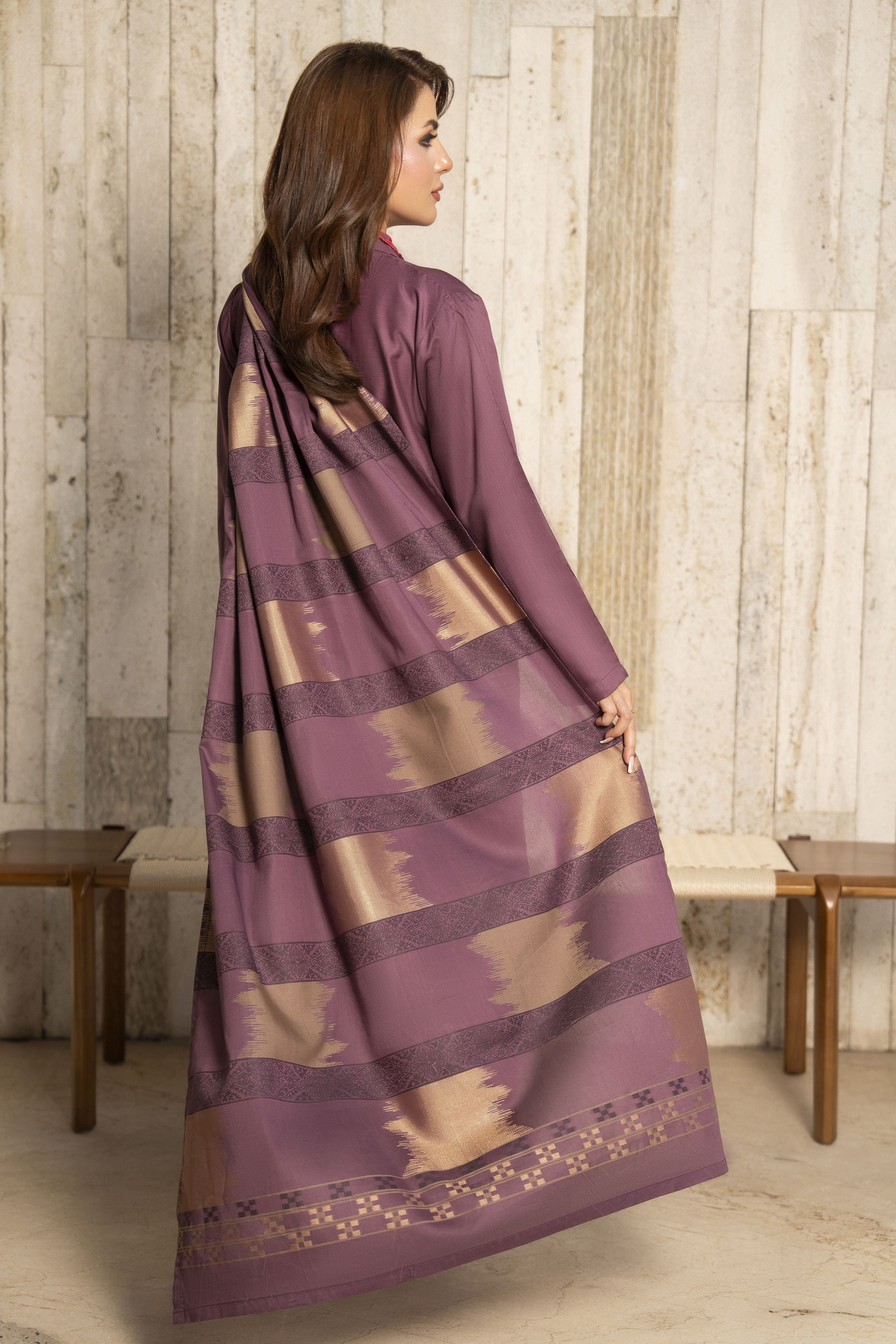 Aleezay 3pc Mauve Purple Viscose Suit with Jacquard Dupatta – JAL3