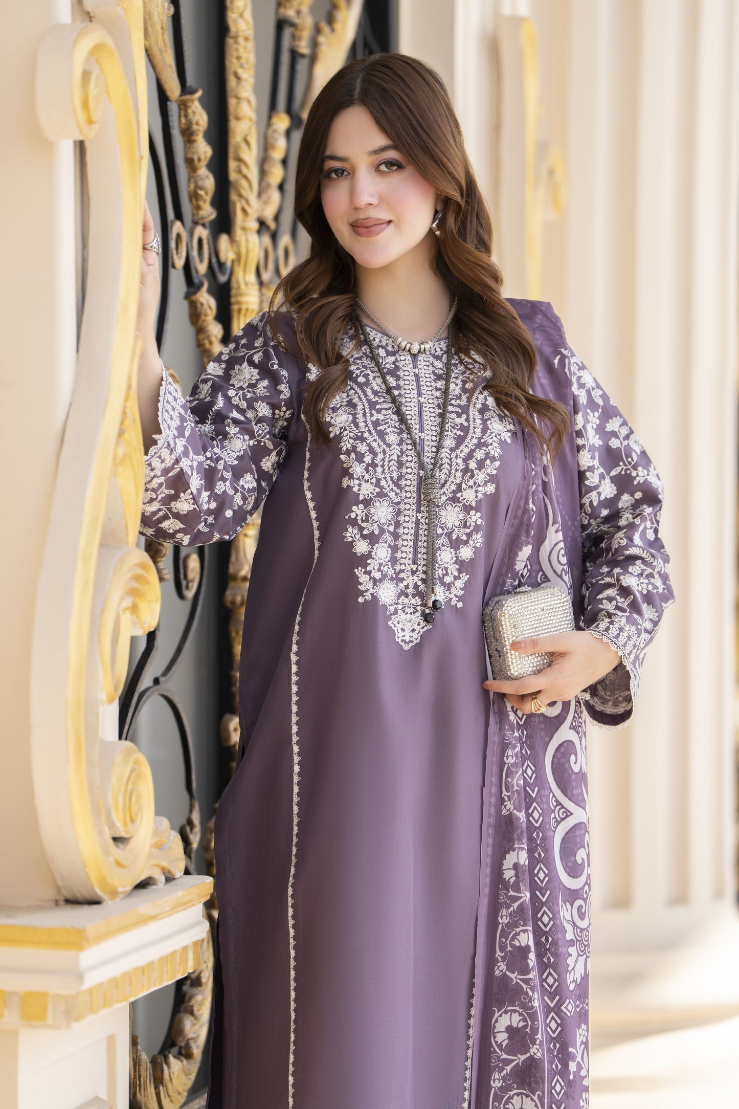 Khushi by Silver Plum 3pc Embroidered Cotton Ready to Wear Suit KBS2