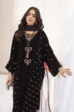 Makhmal by Gul Warun Chocolate Brown 3pc Velvet Embroidered Baggy Cape Suit MBG8