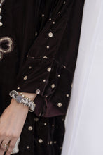 Makhmal by Gul Warun Chocolate Brown 3pc Velvet Embroidered Baggy Cape Suit MBG8