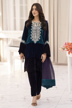 Makhmal by Gul Warun Teal and Navy 3pc Velvet Embroidered Suit MBG7