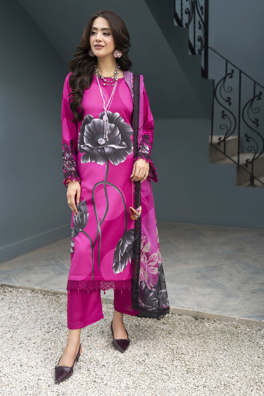 3pc Printed & Embroidered Summer Lawn Suit with Chiffon Dupatta RES11