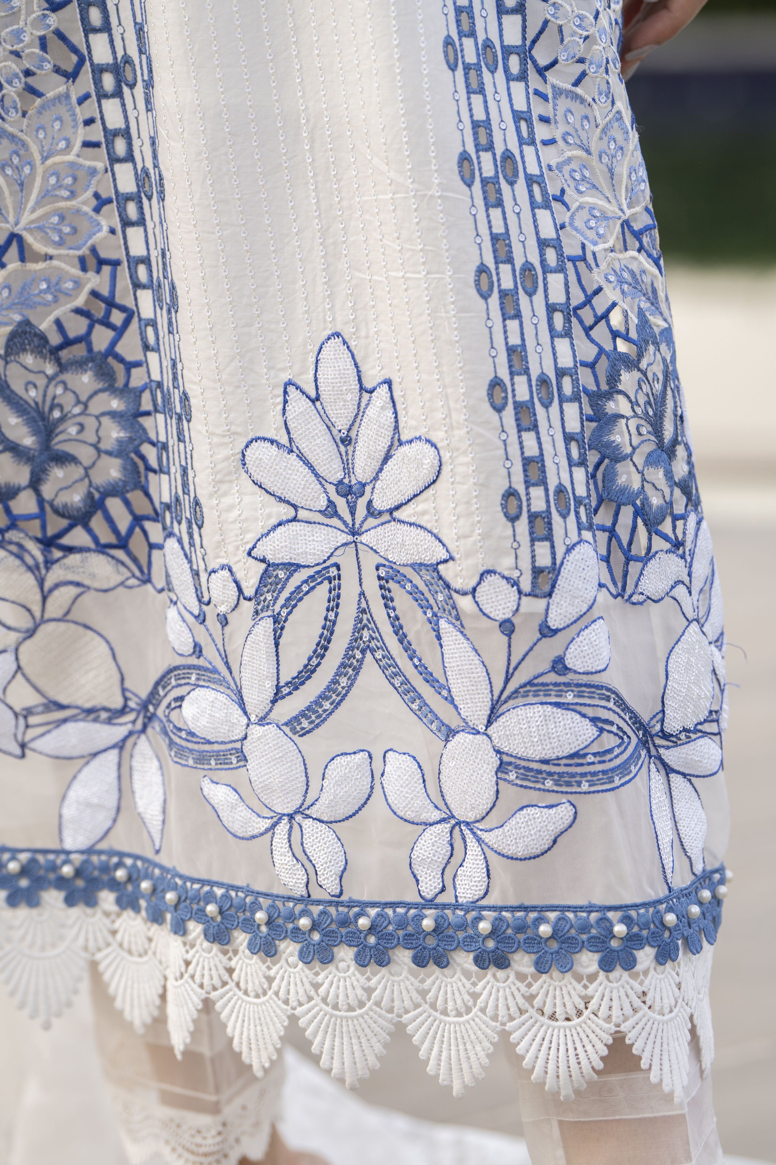Raabtaa – A Silver Affair | Blue & White Chikankari Lawn Womenswear SRS01