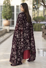 Embroidered Velvet Shawl for Women – Deep Maroon VS2