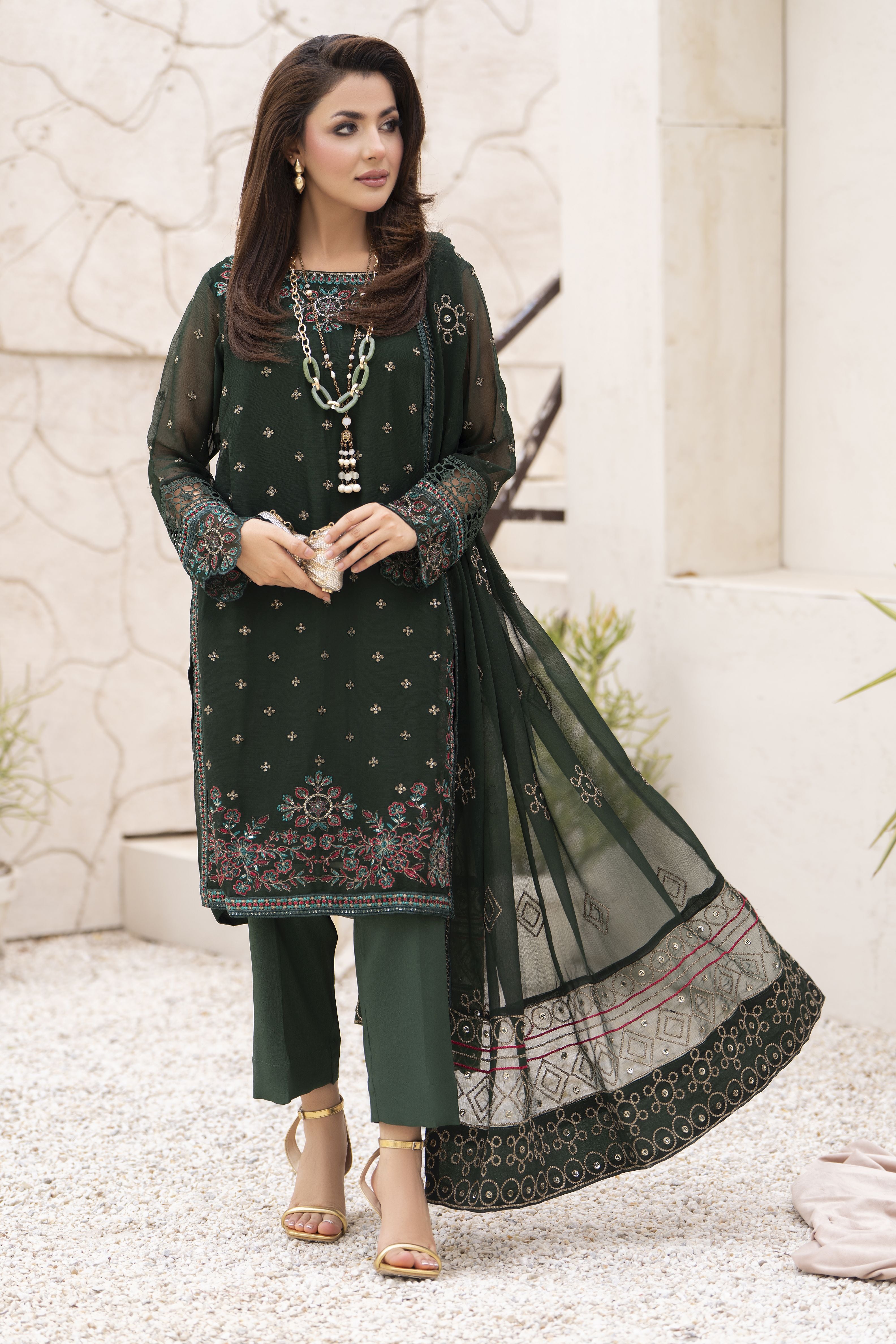 Zareen by Gul Warun 3pc Chiffon Embroidered Suit – ZGW9