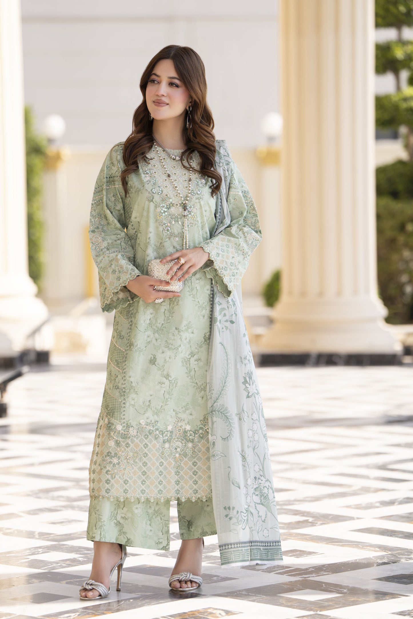 Khushi by Silver Mint 3pc Cotton Long Shirt Ready to Wear Suit KBS3