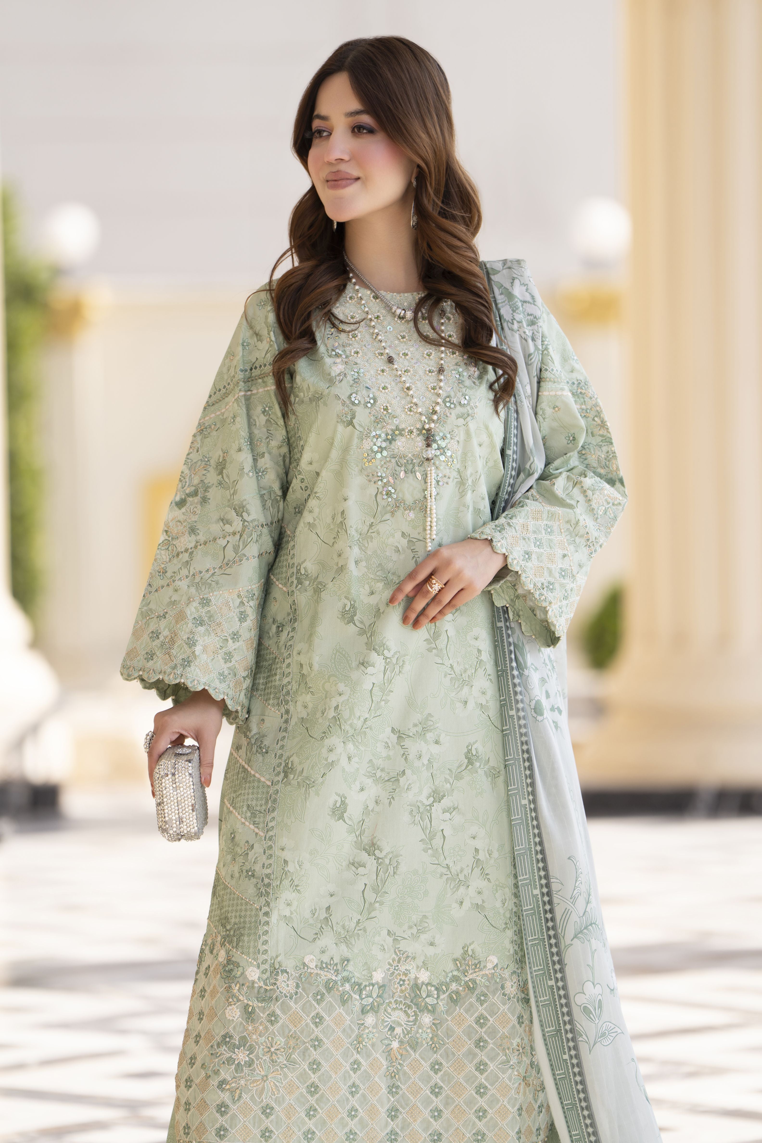 Khushi by Silver Mint 3pc Cotton Long Shirt Ready to Wear Suit KBS3