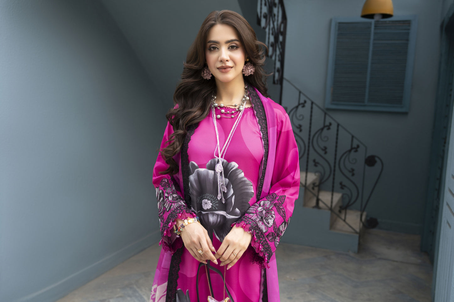 3pc Printed & Embroidered Summer Lawn Suit with Chiffon Dupatta RES11