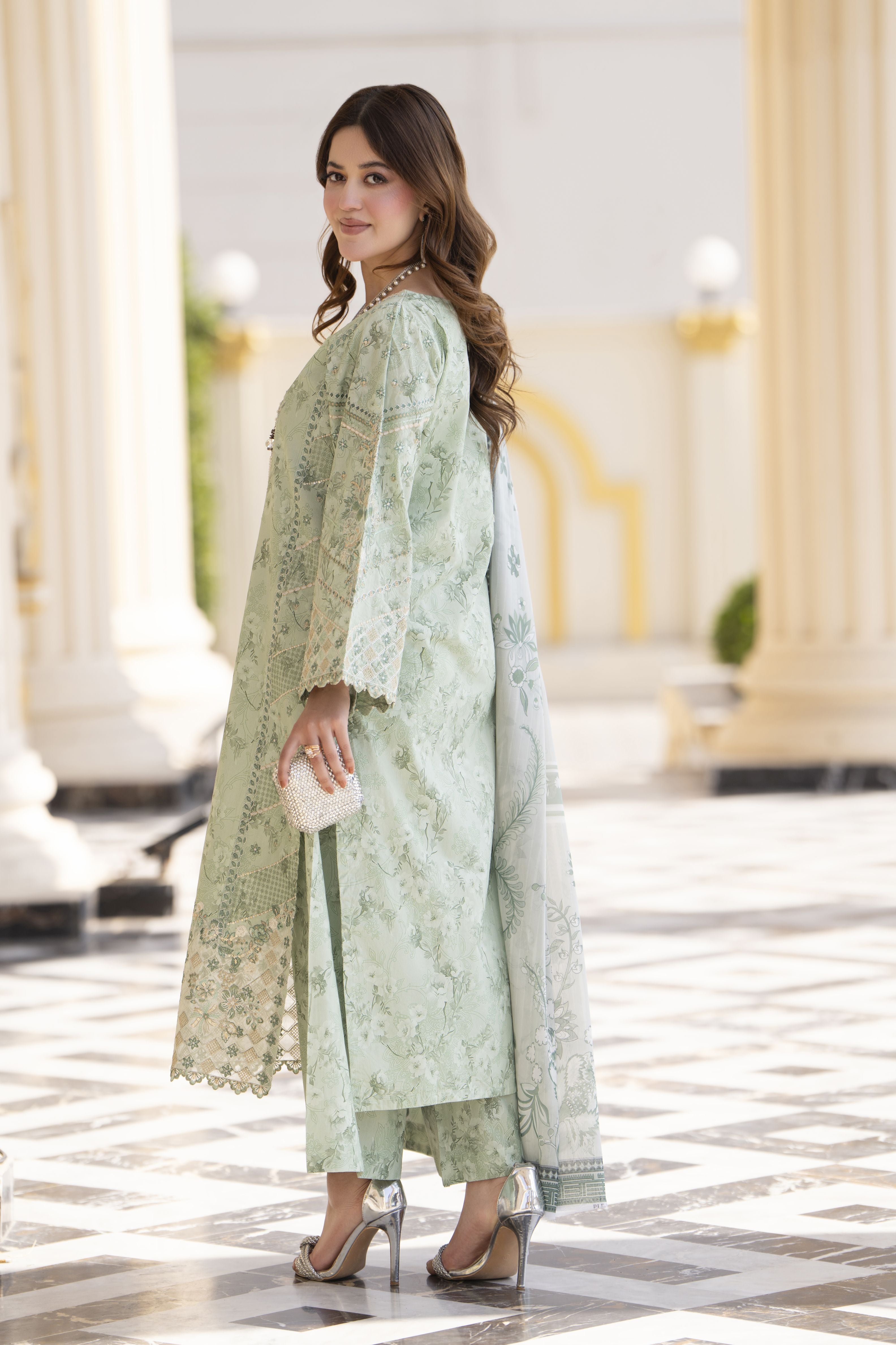 Khushi by Silver Mint 3pc Cotton Long Shirt Ready to Wear Suit KBS3