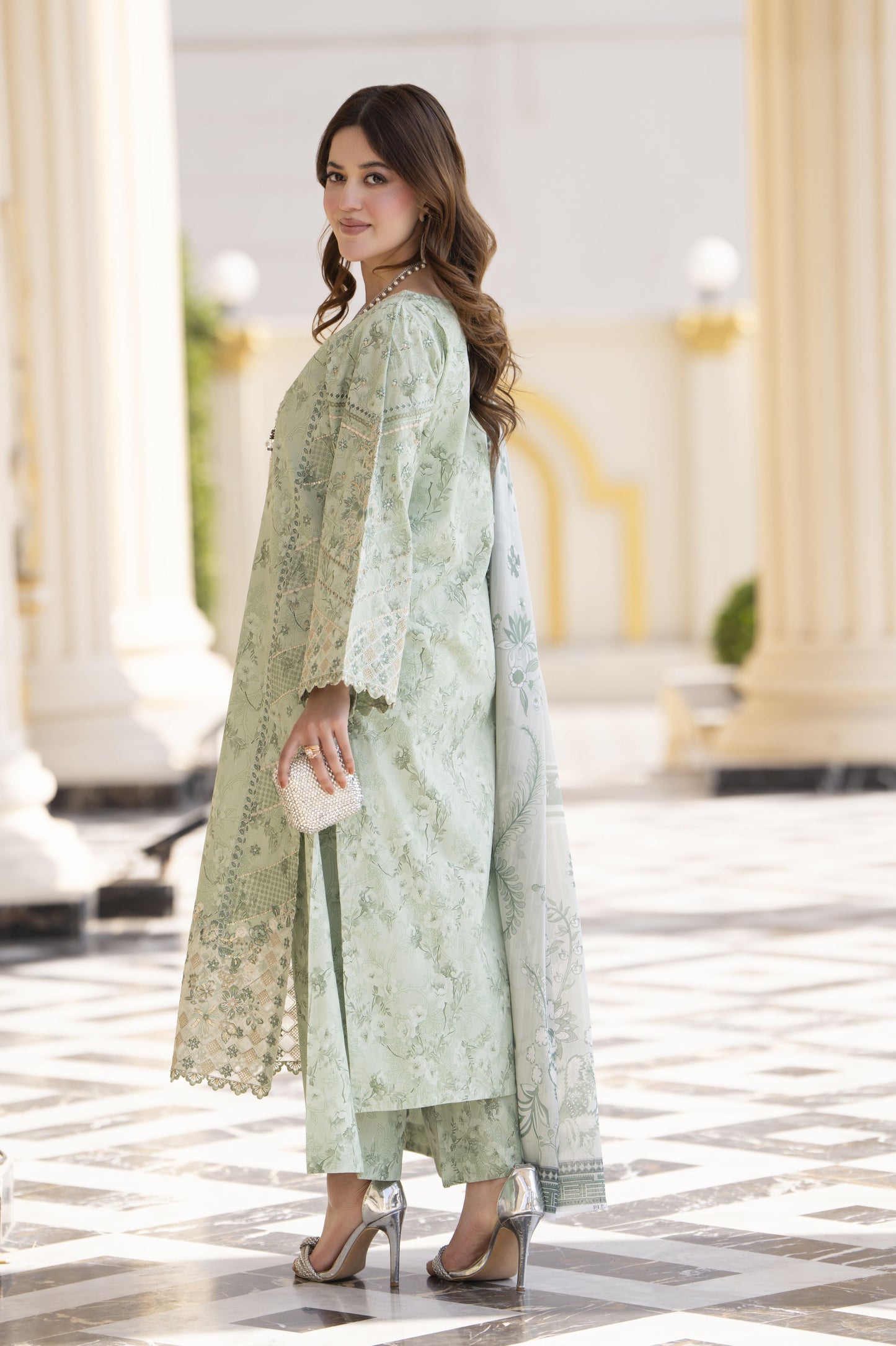 Khushi by Silver Mint 3pc Cotton Long Shirt Ready to Wear Suit KBS3