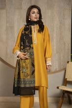 Aleezay 3pc Mustard Viscose Suit with Black Jacquard Dupatta – JAL4
