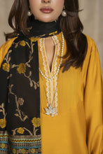 Aleezay 3pc Mustard Viscose Suit with Black Jacquard Dupatta – JAL4