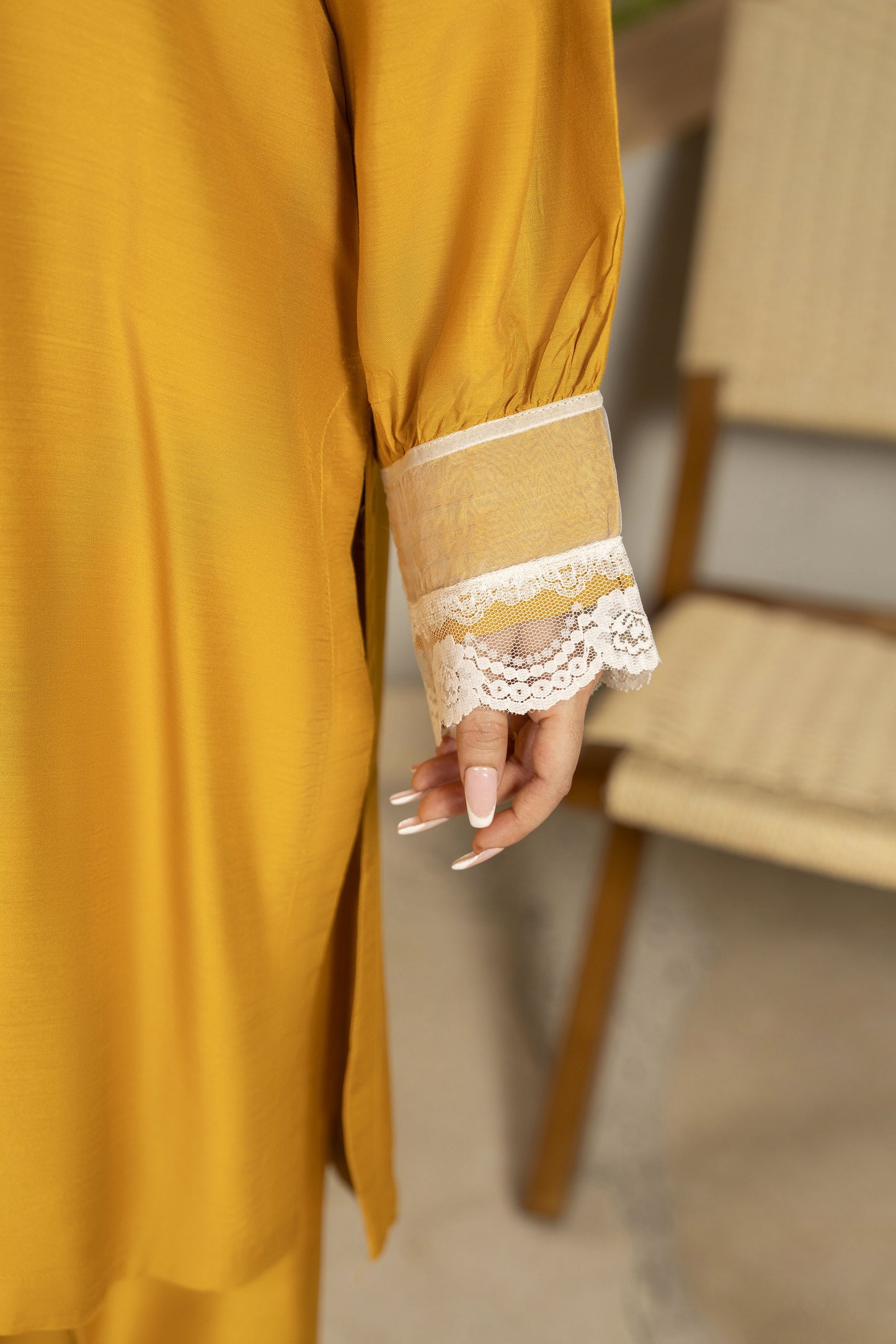 Aleezay 3pc Mustard Viscose Suit with Black Jacquard Dupatta – JAL4